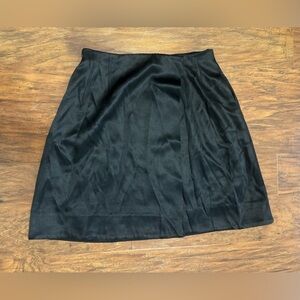Diane von Furstenberg DVF High Waist Flare Mini WRAP Skirt Black Satin Size 6